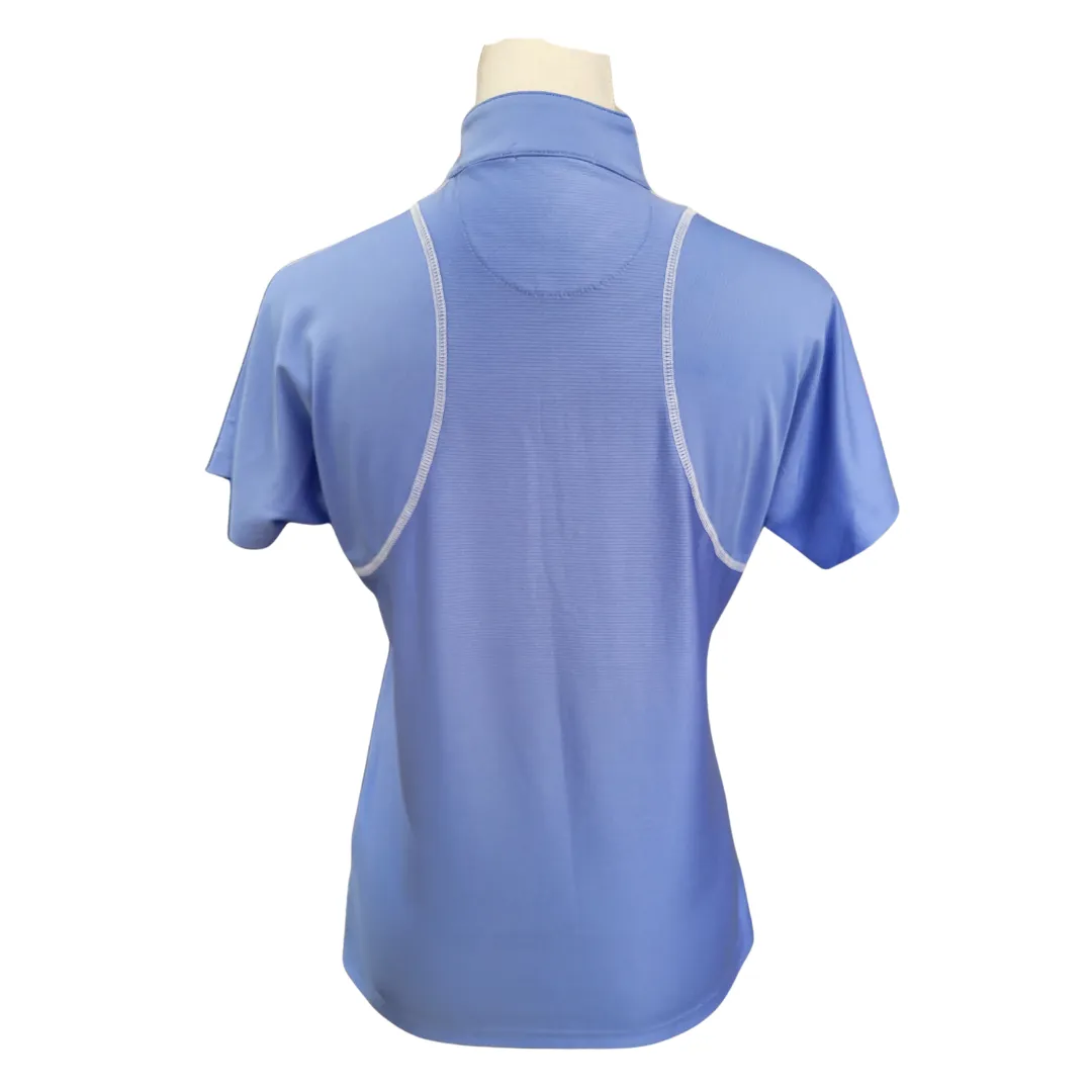 Bermuda Sand Women's Periwinkle Zip Mock Short Sleeve Golf Top Size S