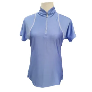 Bermuda Sand Women's Periwinkle Zip Mock Short Sleeve Golf Top Size S