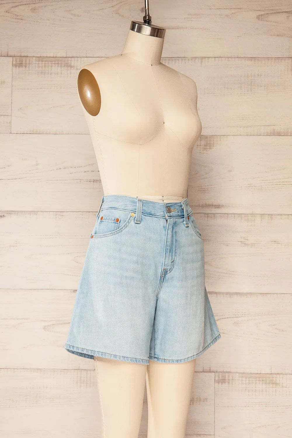 Betim | High-Waisted Baggy Blue Shorts