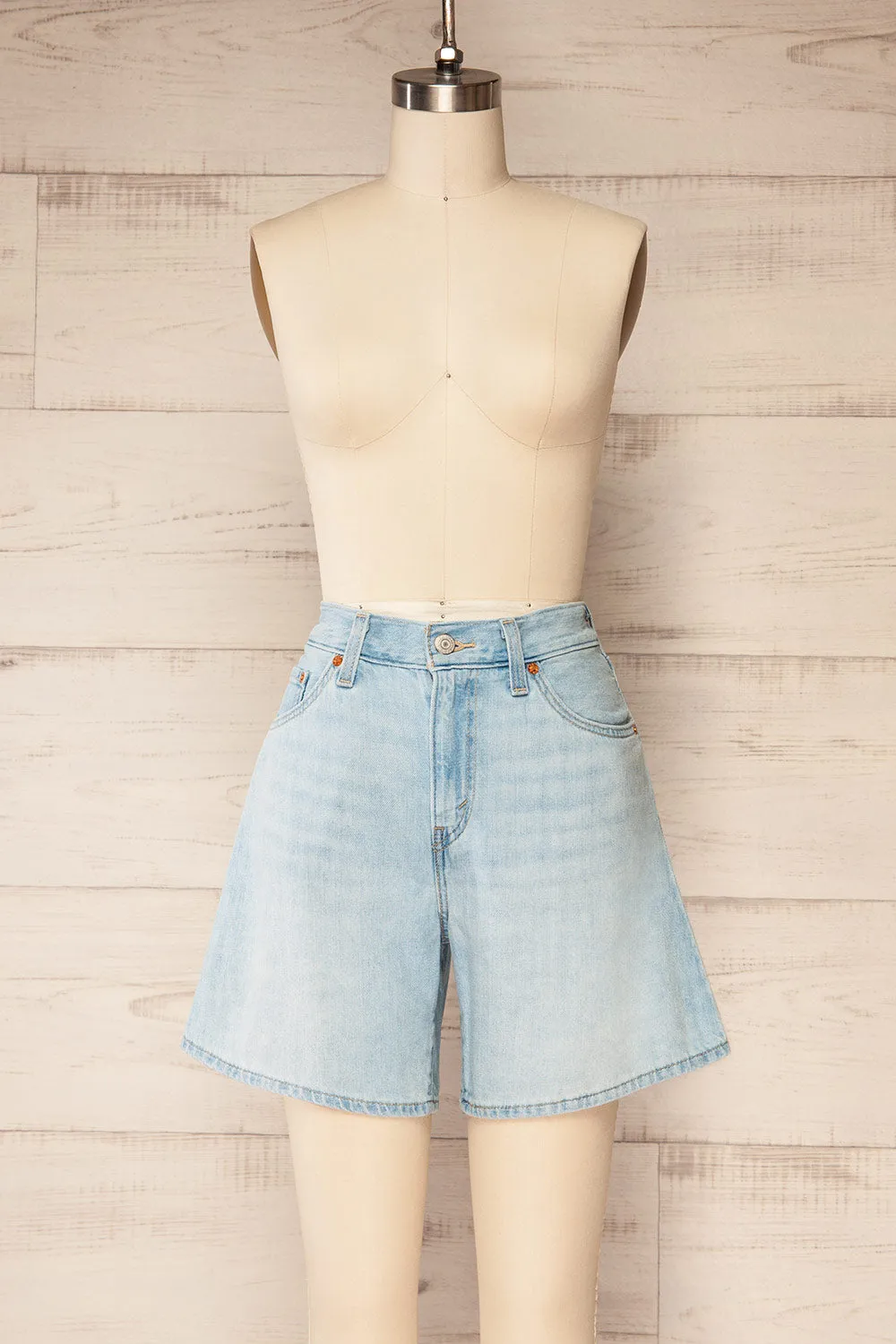 Betim | High-Waisted Baggy Blue Shorts