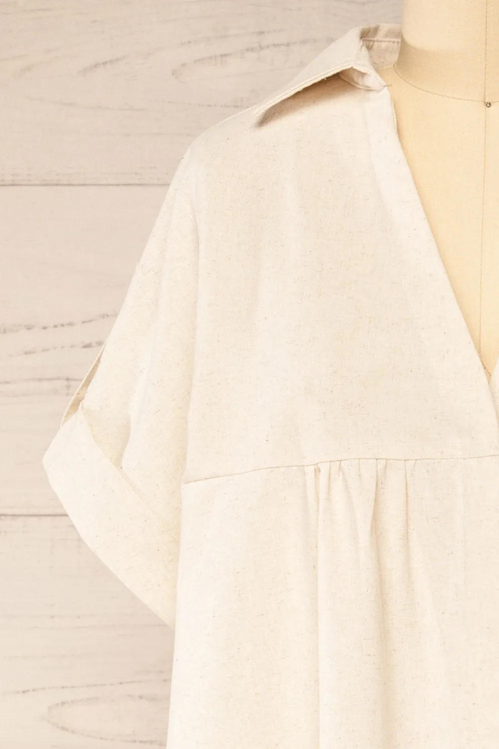 Betrice Beige | Oversized Button-Up Linen Dress