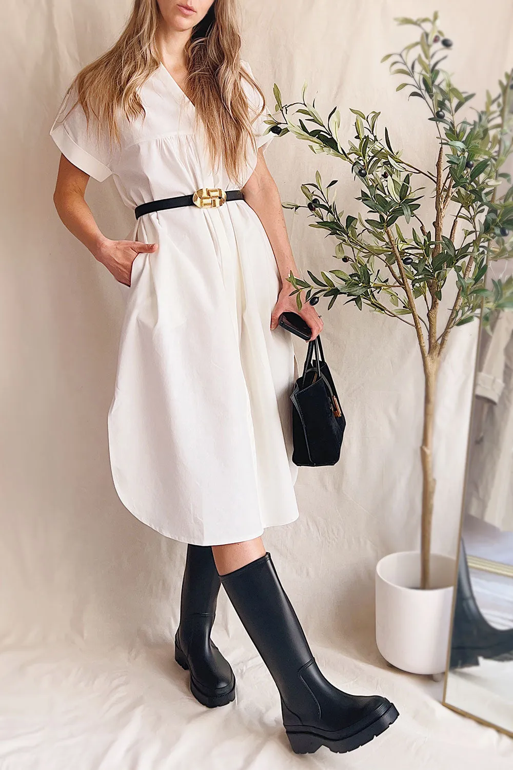 Betrice Beige | Oversized Button-Up Linen Dress