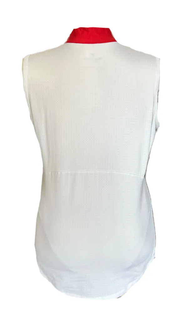 Bette & Court White Sleeveless Women's Golf Top w/Red & Gray Accents & Logo Size L