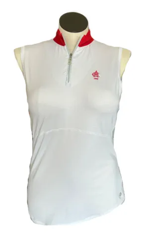 Bette & Court White Sleeveless Women's Golf Top w/Red & Gray Accents & Logo Size L
