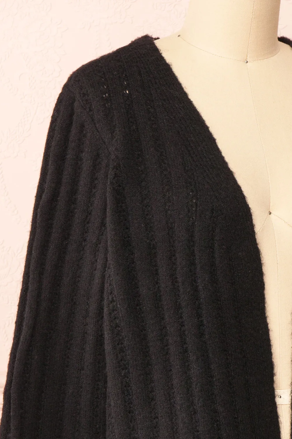 Bezie Black | Knit Open-Front Cardigan