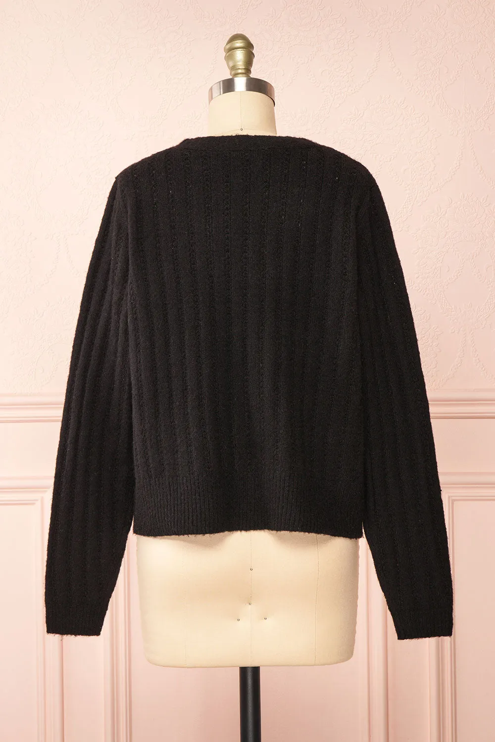Bezie Black | Knit Open-Front Cardigan