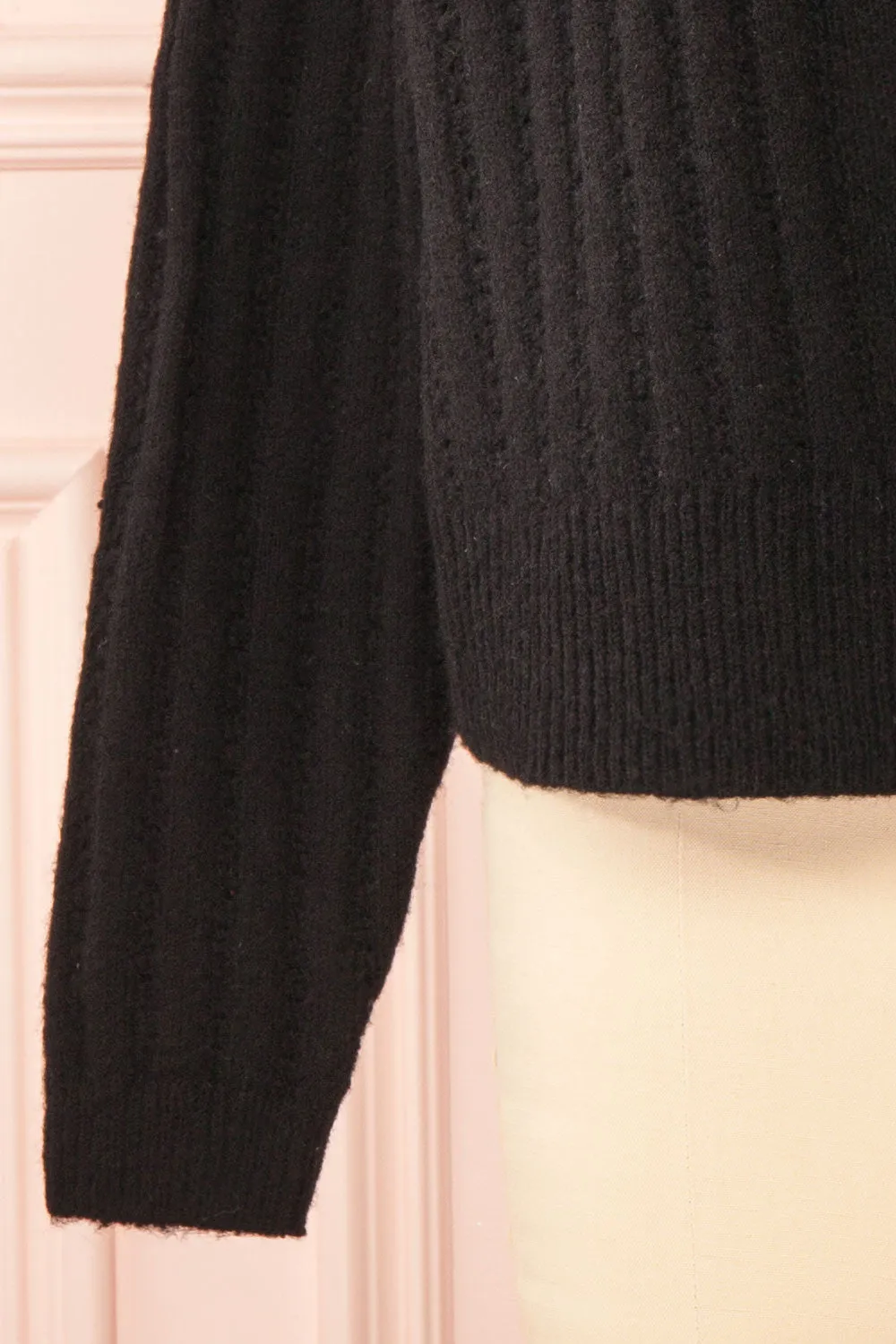 Bezie Black | Knit Open-Front Cardigan