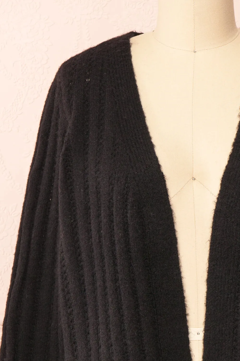 Bezie Black | Knit Open-Front Cardigan