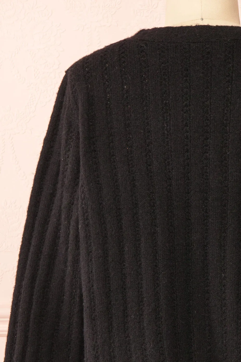 Bezie Black | Knit Open-Front Cardigan
