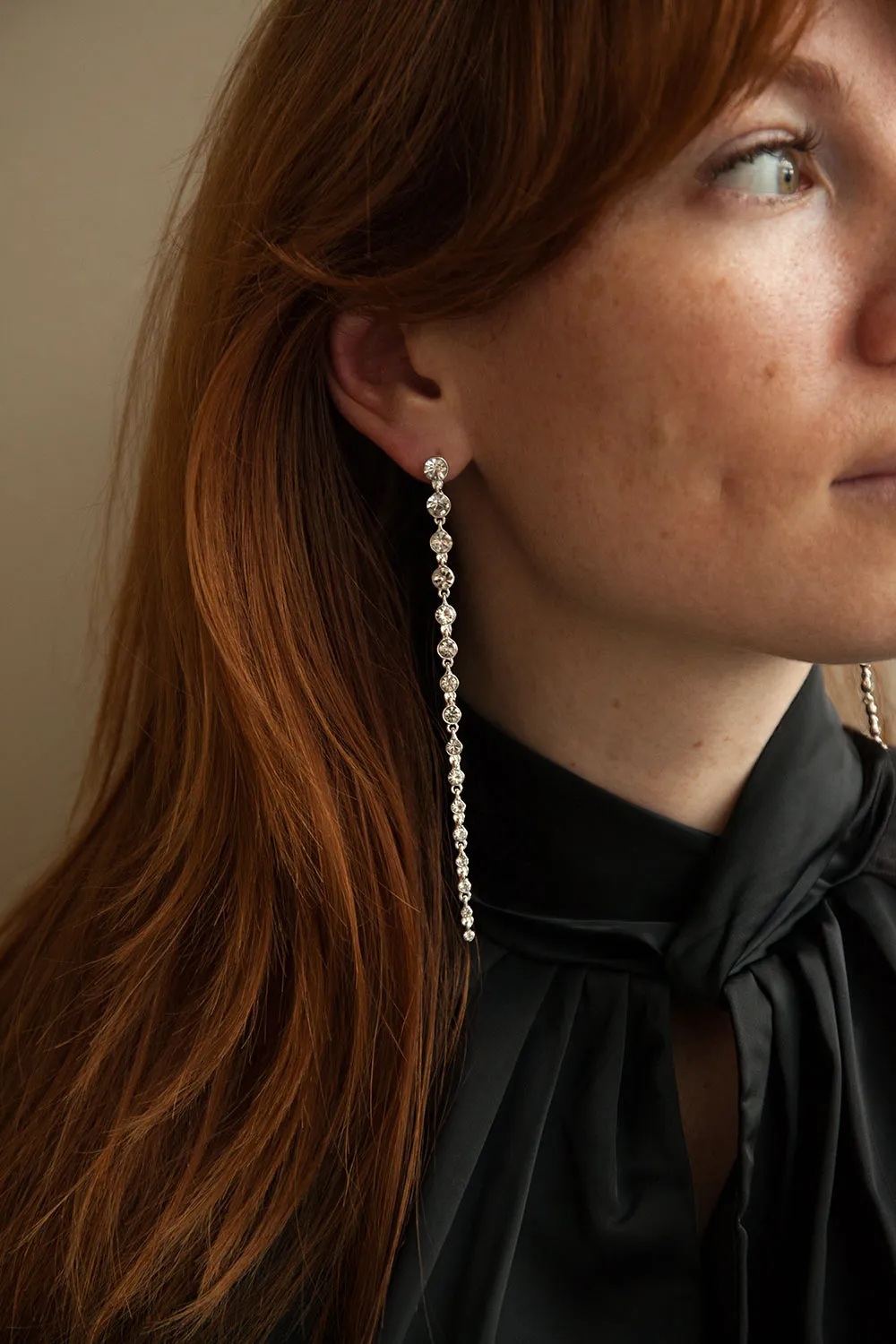 Binche Silver | Pendant Earrings w/ Crystals