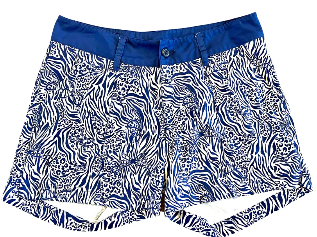 Birdies and Bows Royal & White Patterned Golf Shorts Size 6 MSP$84