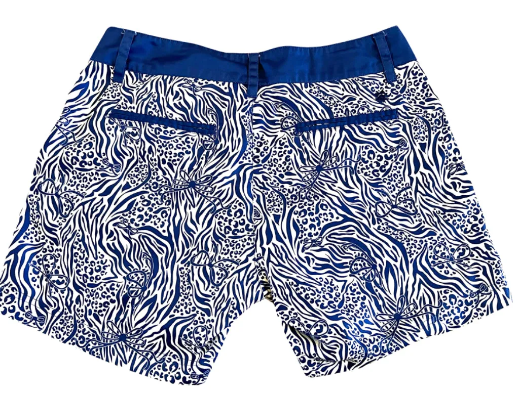 Birdies and Bows Royal & White Patterned Golf Shorts Size 6 MSP$84