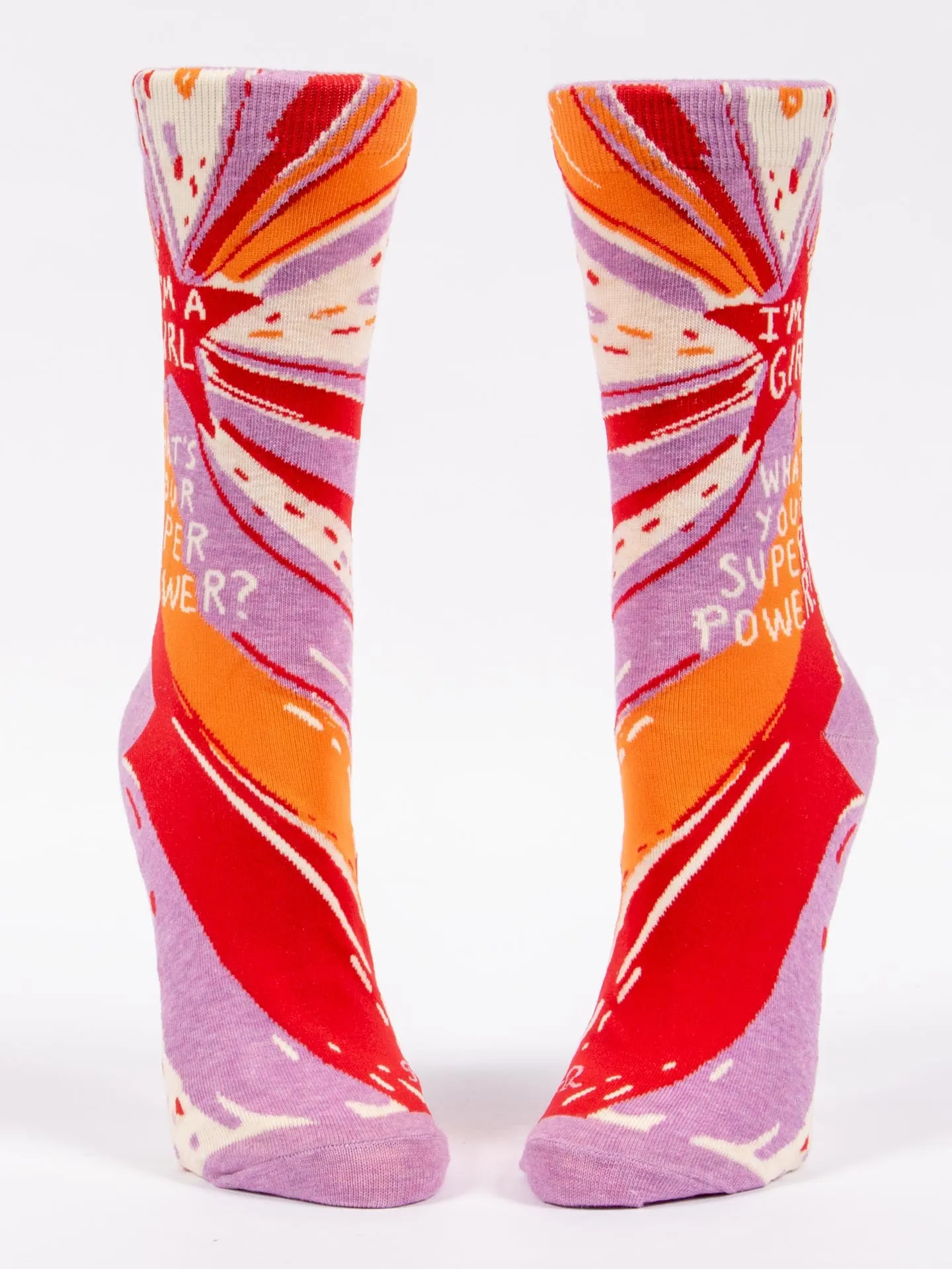 Blue Q Womens Crew Socks I'm A Girl What's Your Super Power?