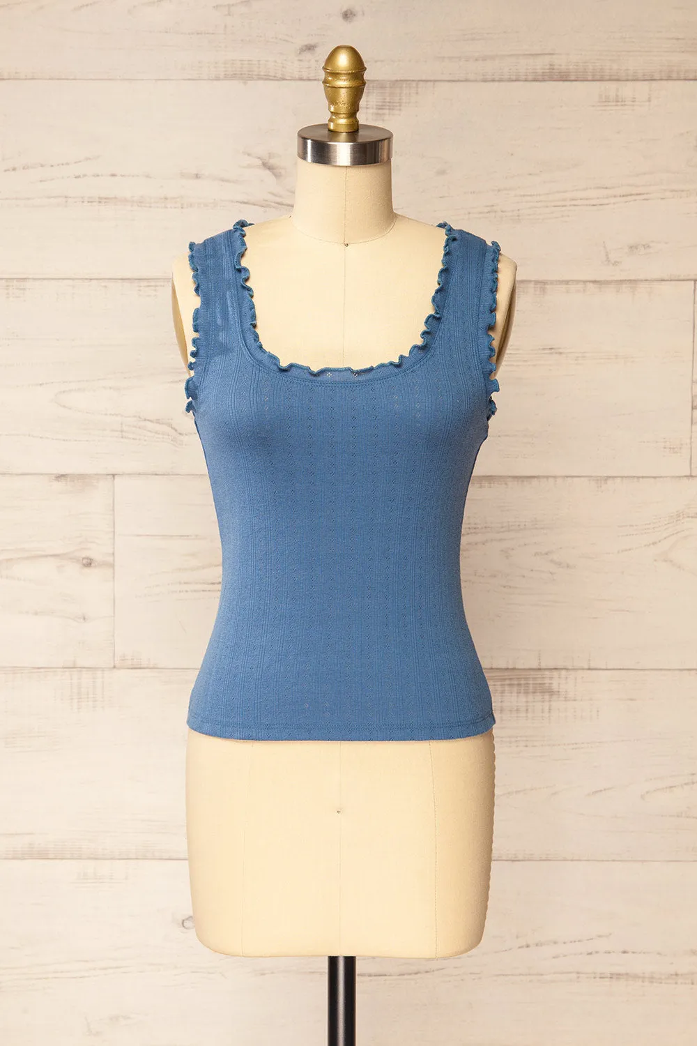 Boke Blue | Openwork Knit Tank Top