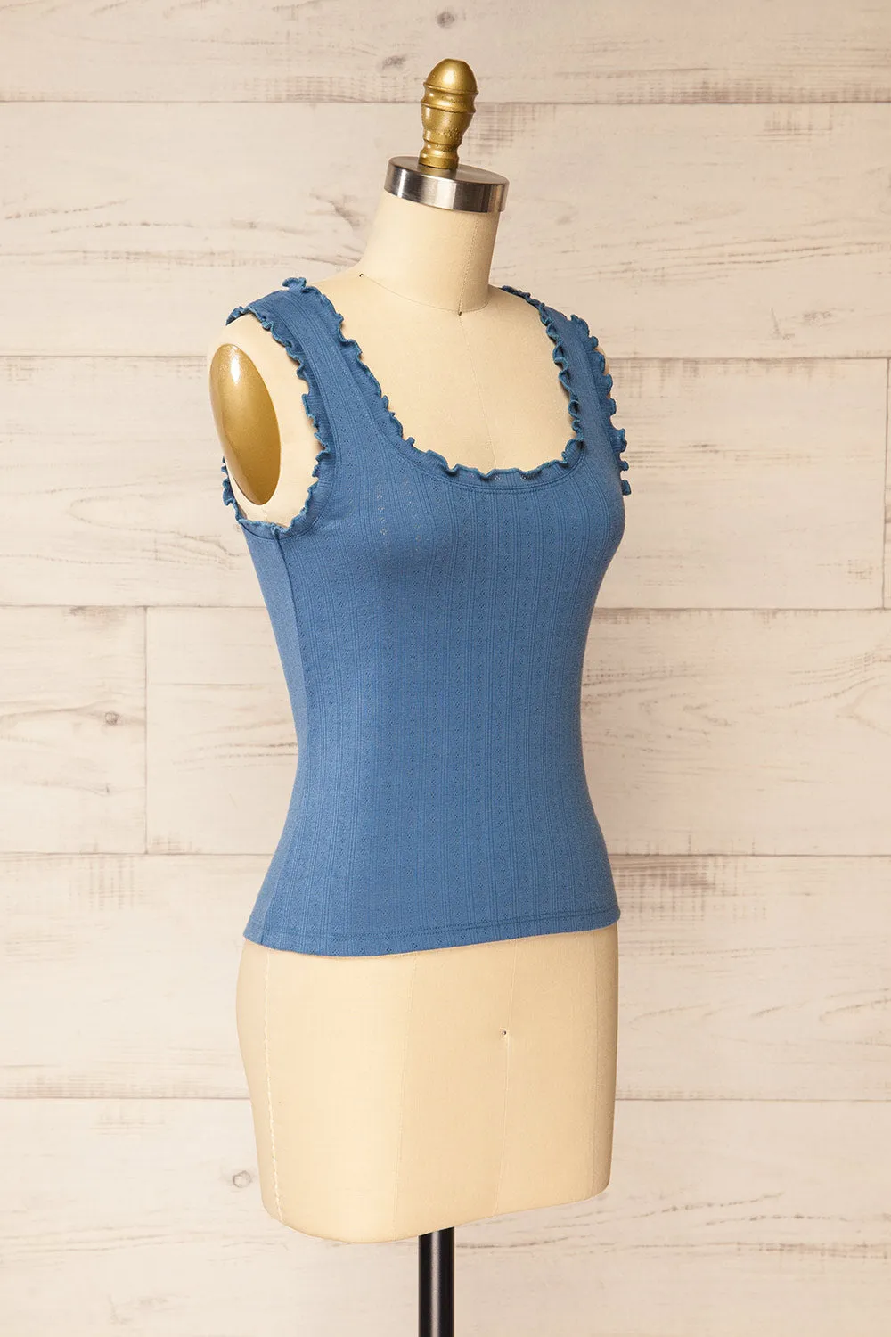 Boke Blue | Openwork Knit Tank Top