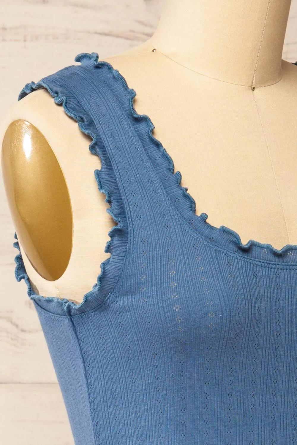Boke Blue | Openwork Knit Tank Top