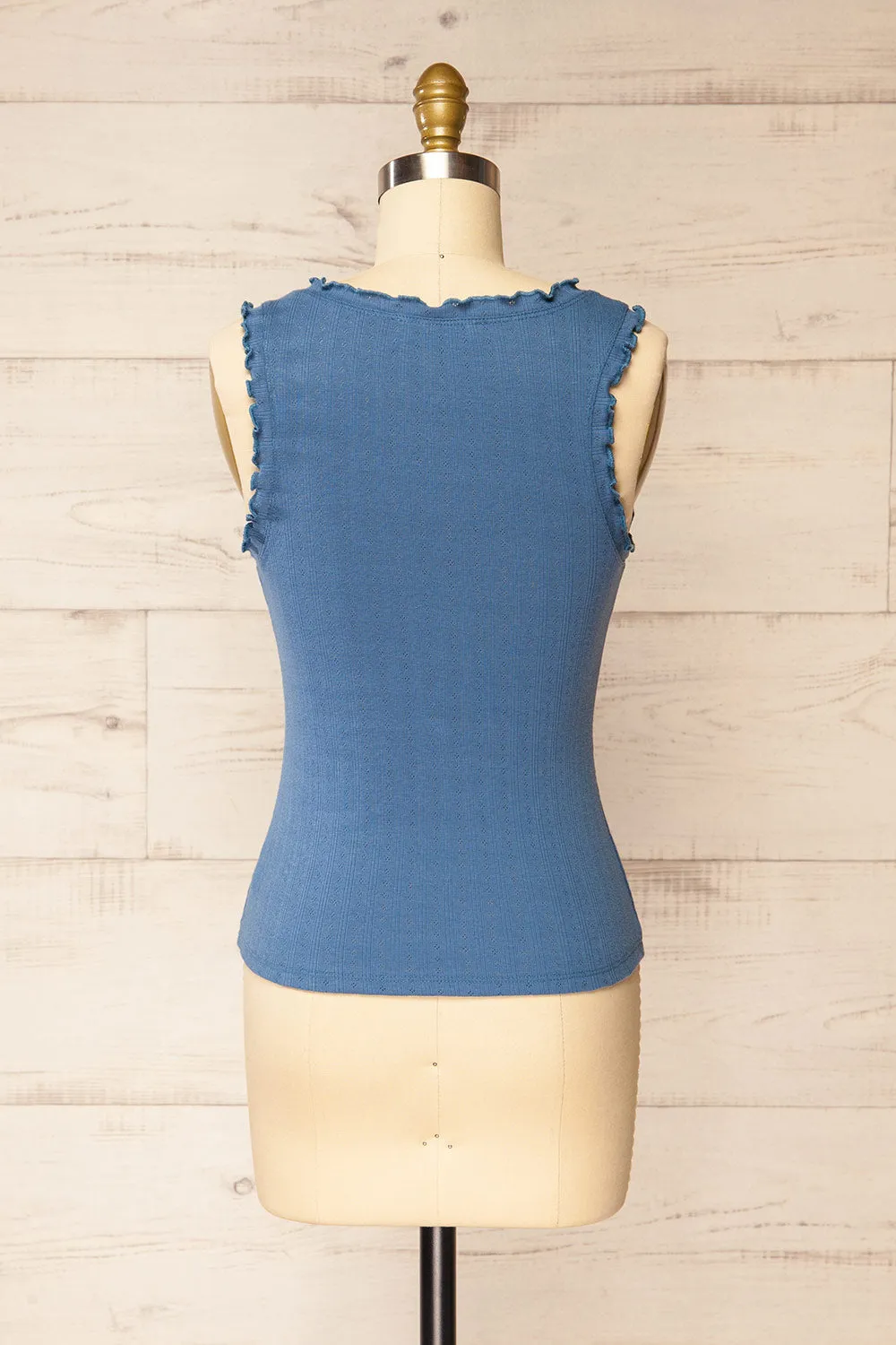 Boke Blue | Openwork Knit Tank Top