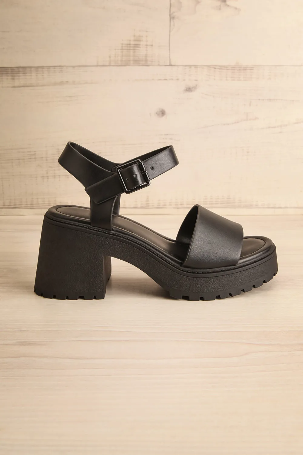 Boomer | Black Platform Heeled Sandals