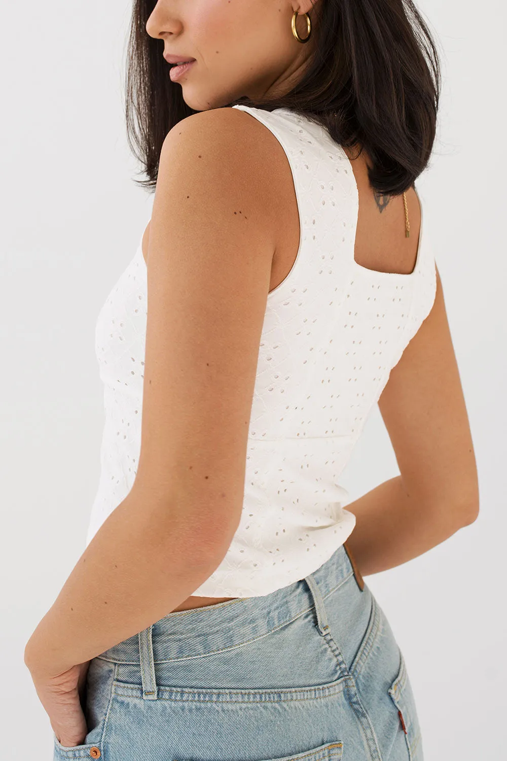 Bradget White | Openwork Tank Top