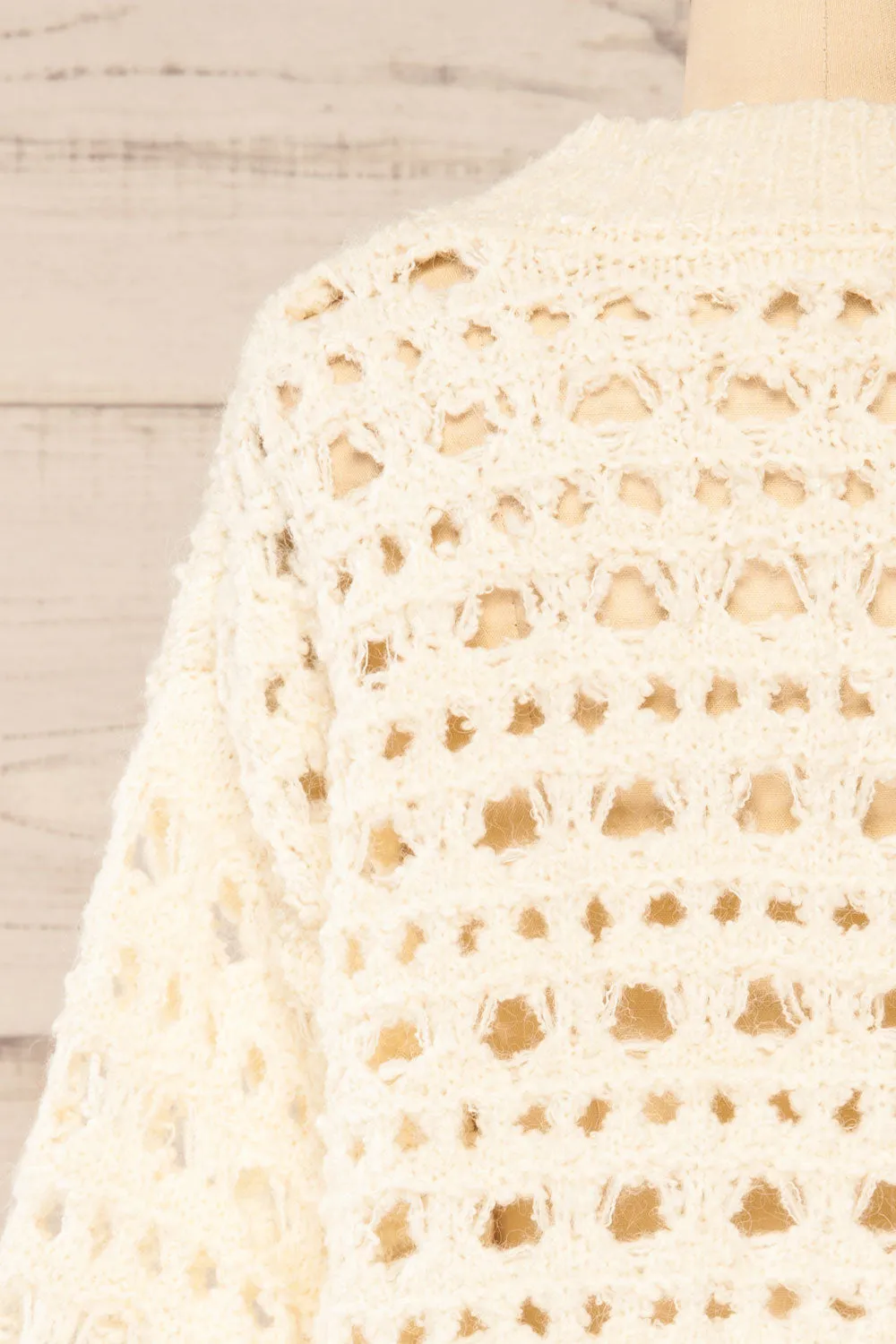 Bridgetown | Ivory Crochet Knit Sweater