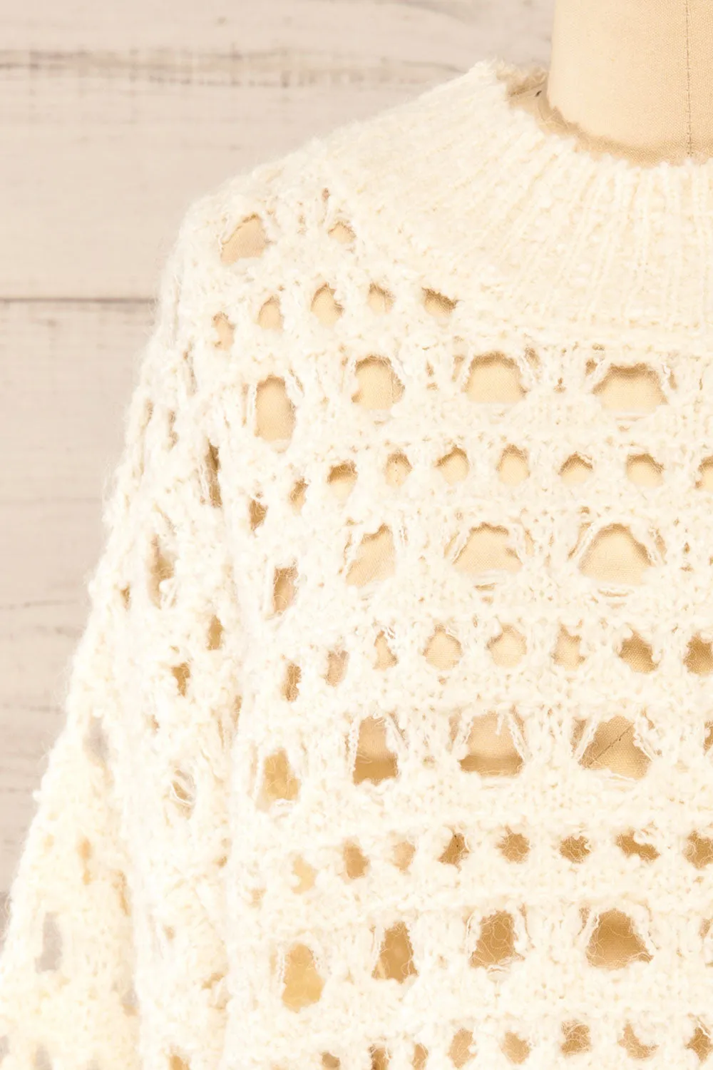Bridgetown | Ivory Crochet Knit Sweater