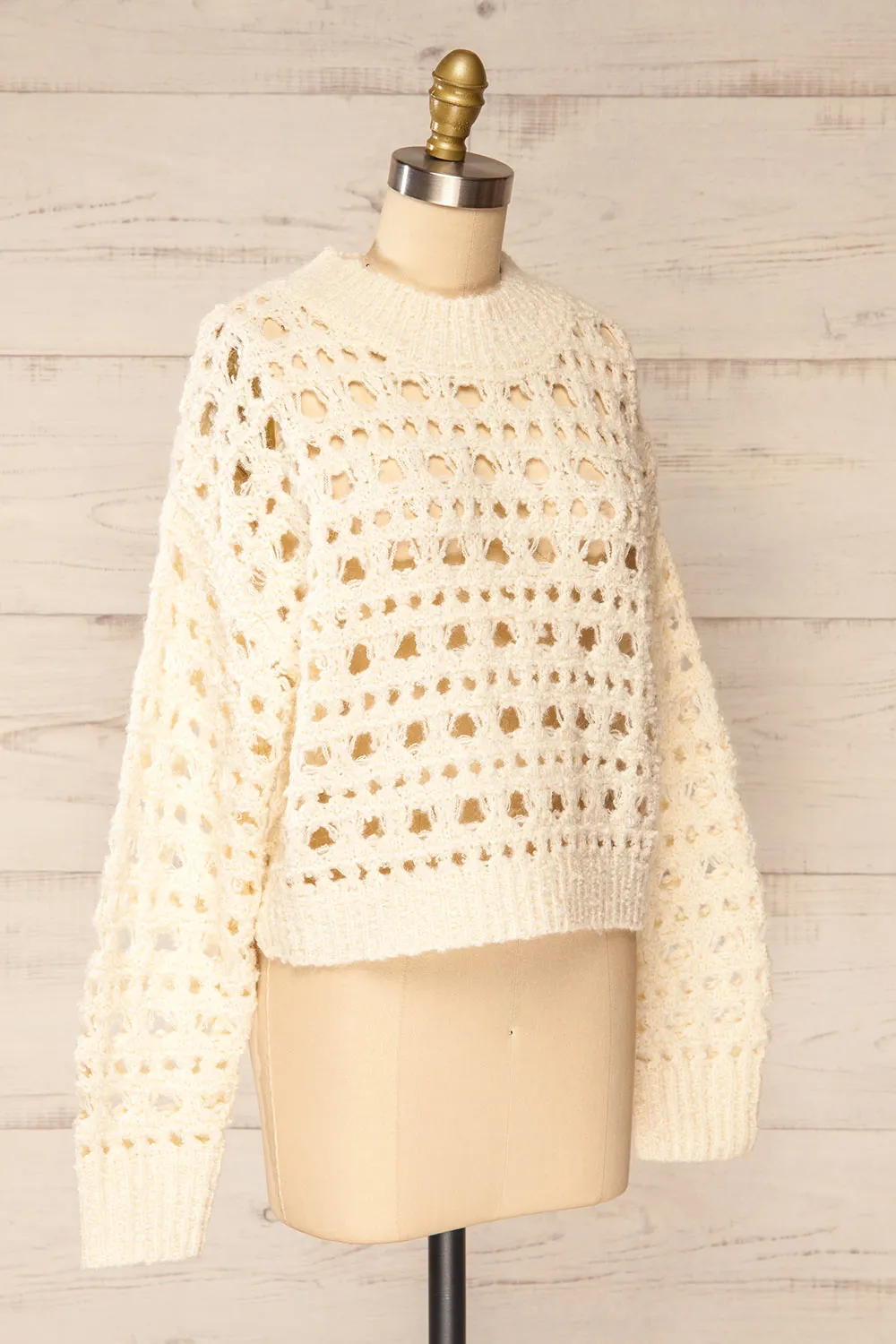 Bridgetown | Ivory Crochet Knit Sweater