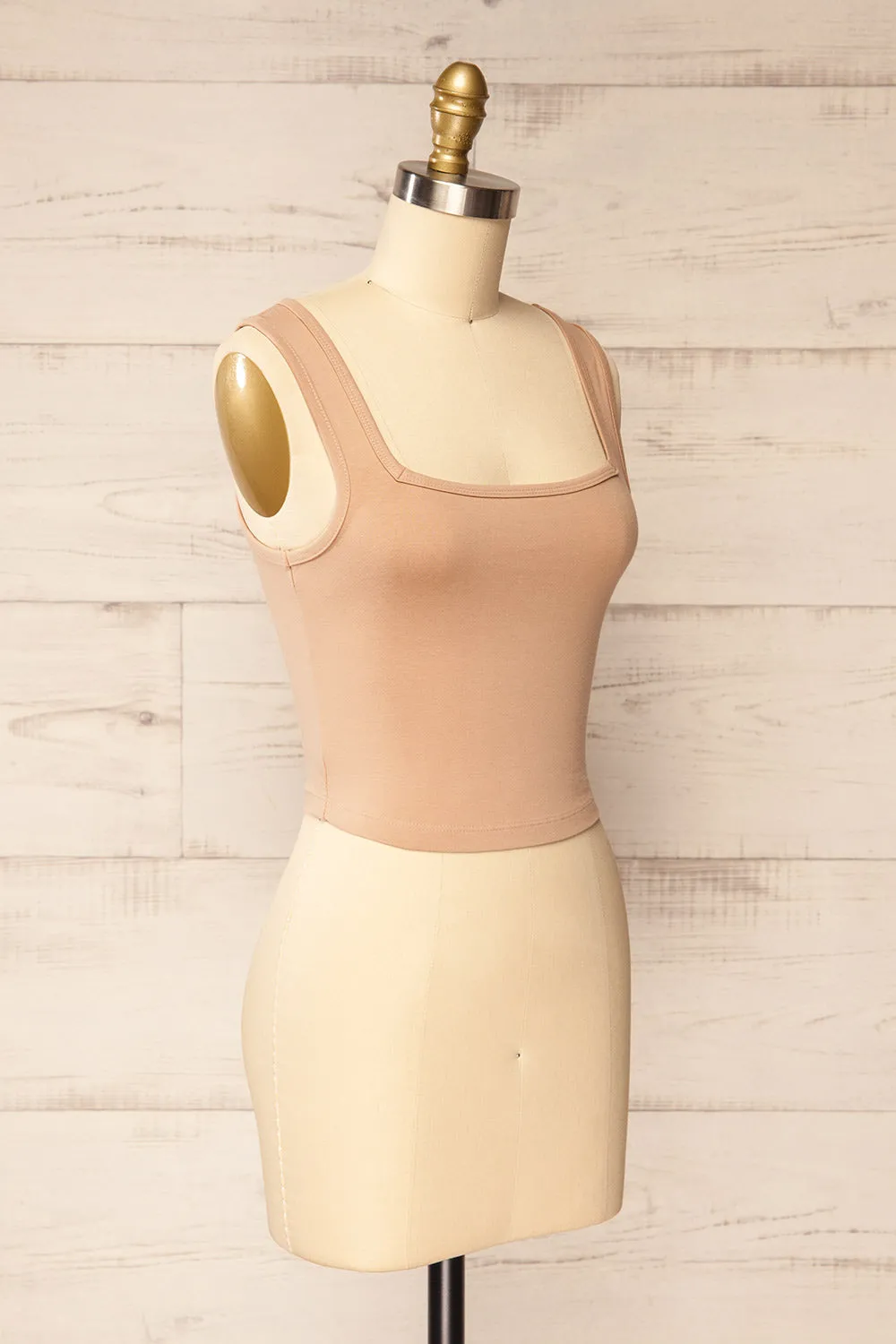 Brutus Beige | Square Neck Cropped Cami