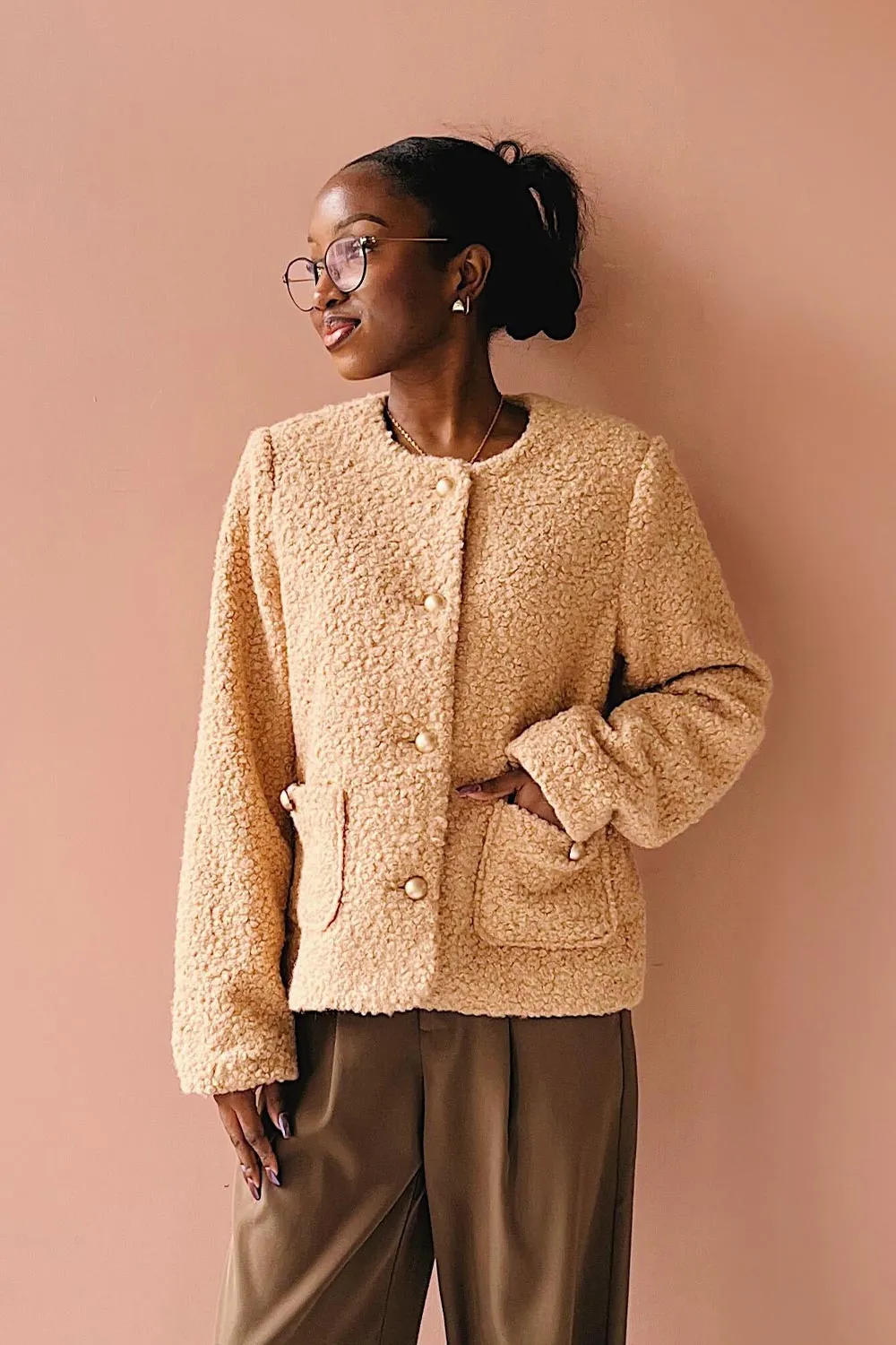 Bryansk | Beige Curly Knit Jacket