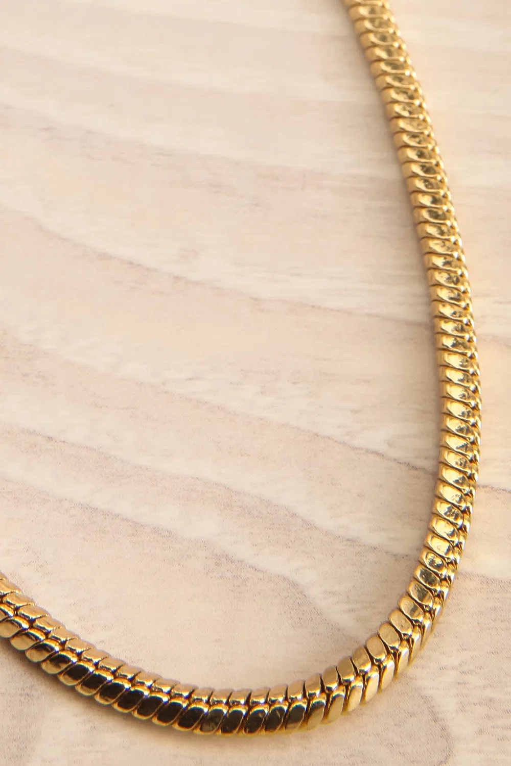 Buslem Gold | Square Snake Chain Necklace