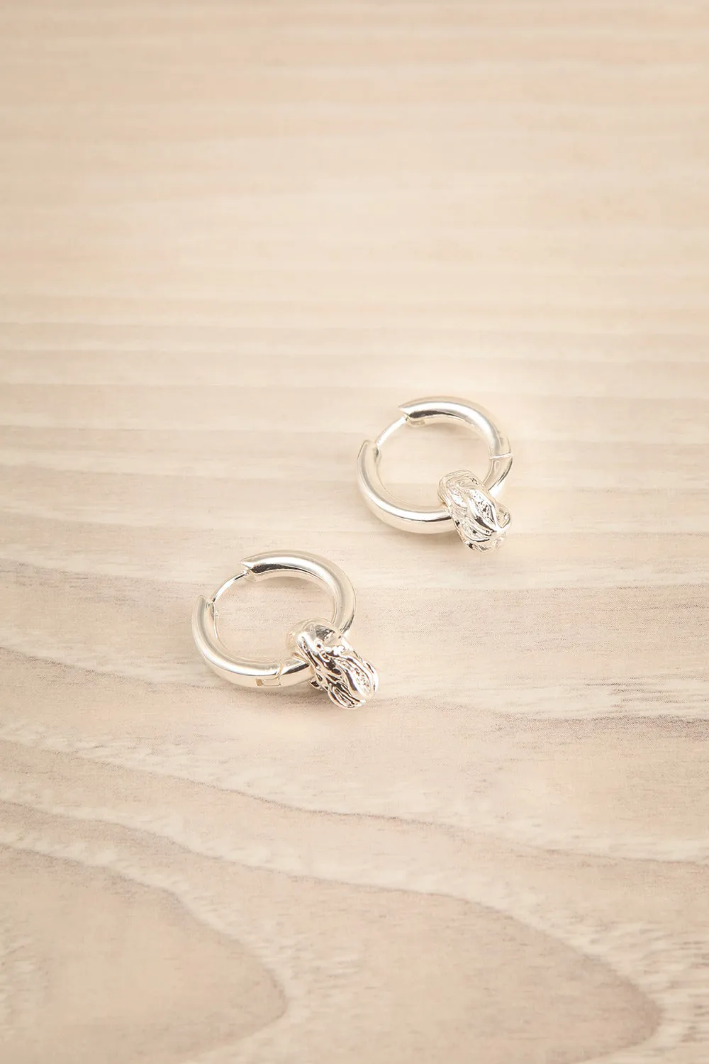 Cabrera Silver | Chunky Hoops w/ Organic Pendant