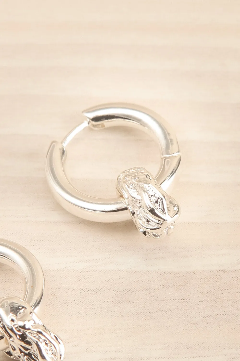 Cabrera Silver | Chunky Hoops w/ Organic Pendant