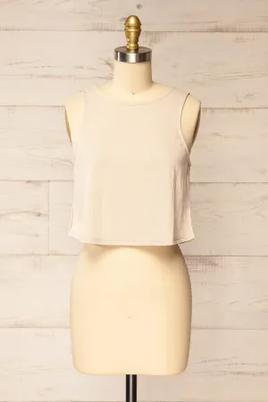 Calabar Beige | Boxy Tank Top w/ Small Slits