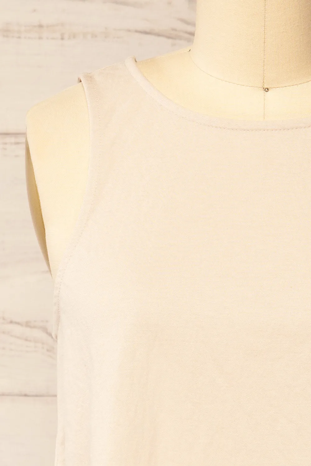 Calabar Beige | Boxy Tank Top w/ Small Slits