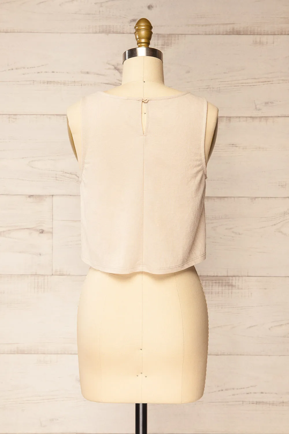 Calabar Beige | Boxy Tank Top w/ Small Slits