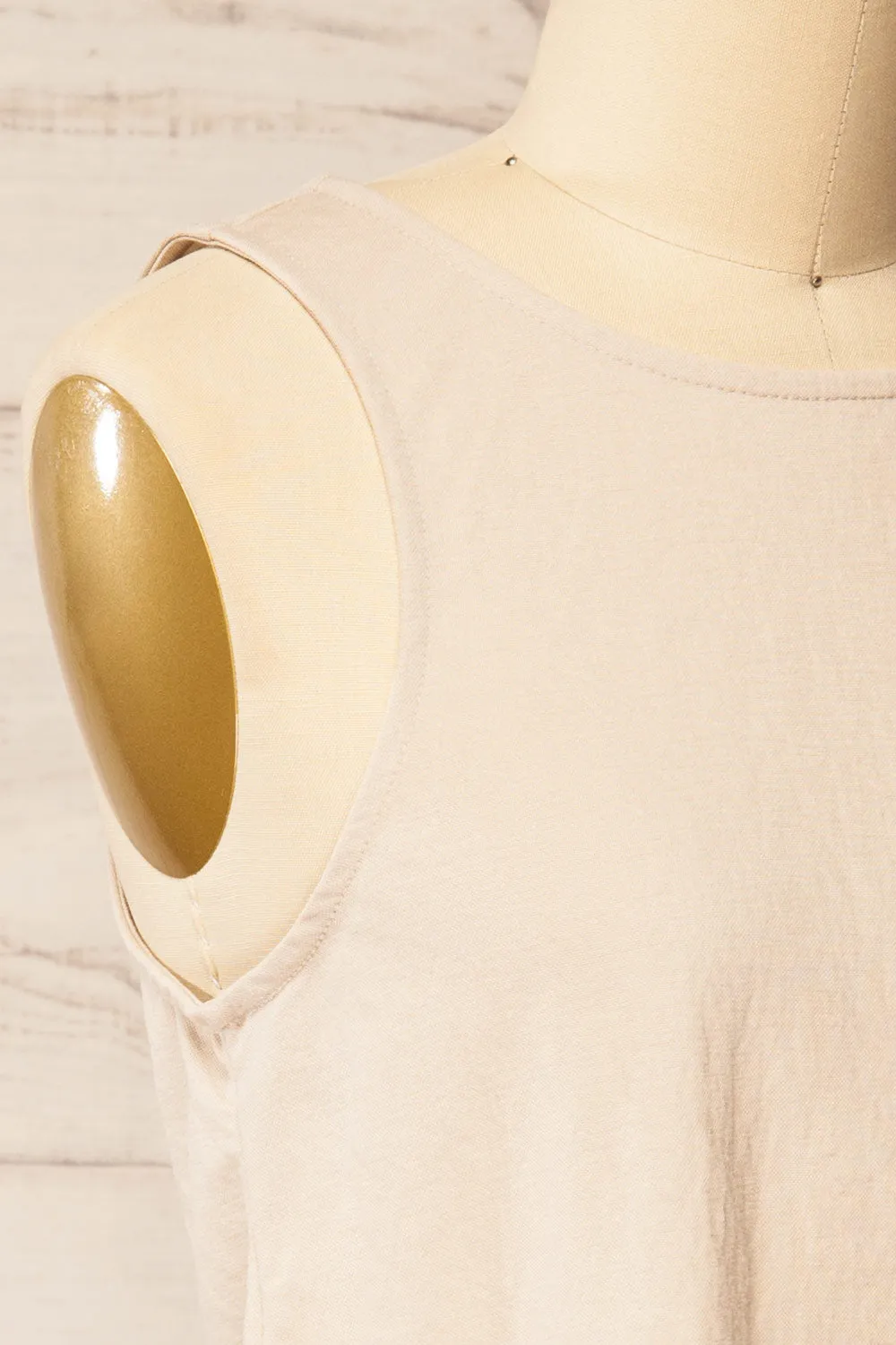 Calabar Beige | Boxy Tank Top w/ Small Slits
