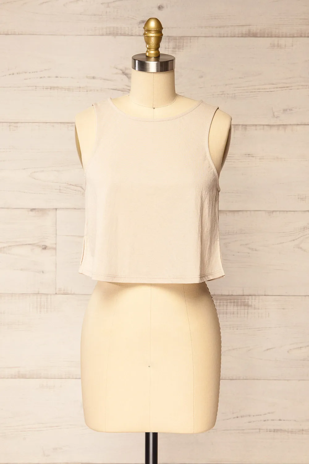 Calabar Beige | Boxy Tank Top w/ Small Slits