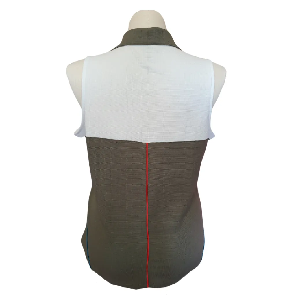 Callaway White & Brown Textured Sleeveless Colorblock Polo Size XL