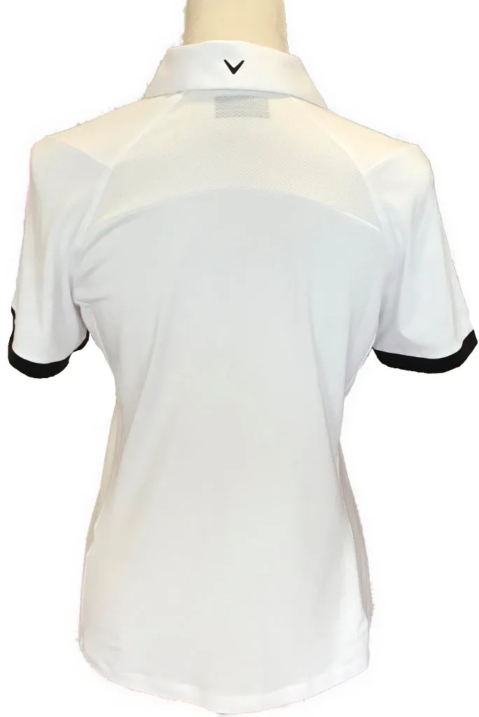 Callaway Women's White  Golf Polo with Athletic Stripe Across Chest Size M MSP$70
