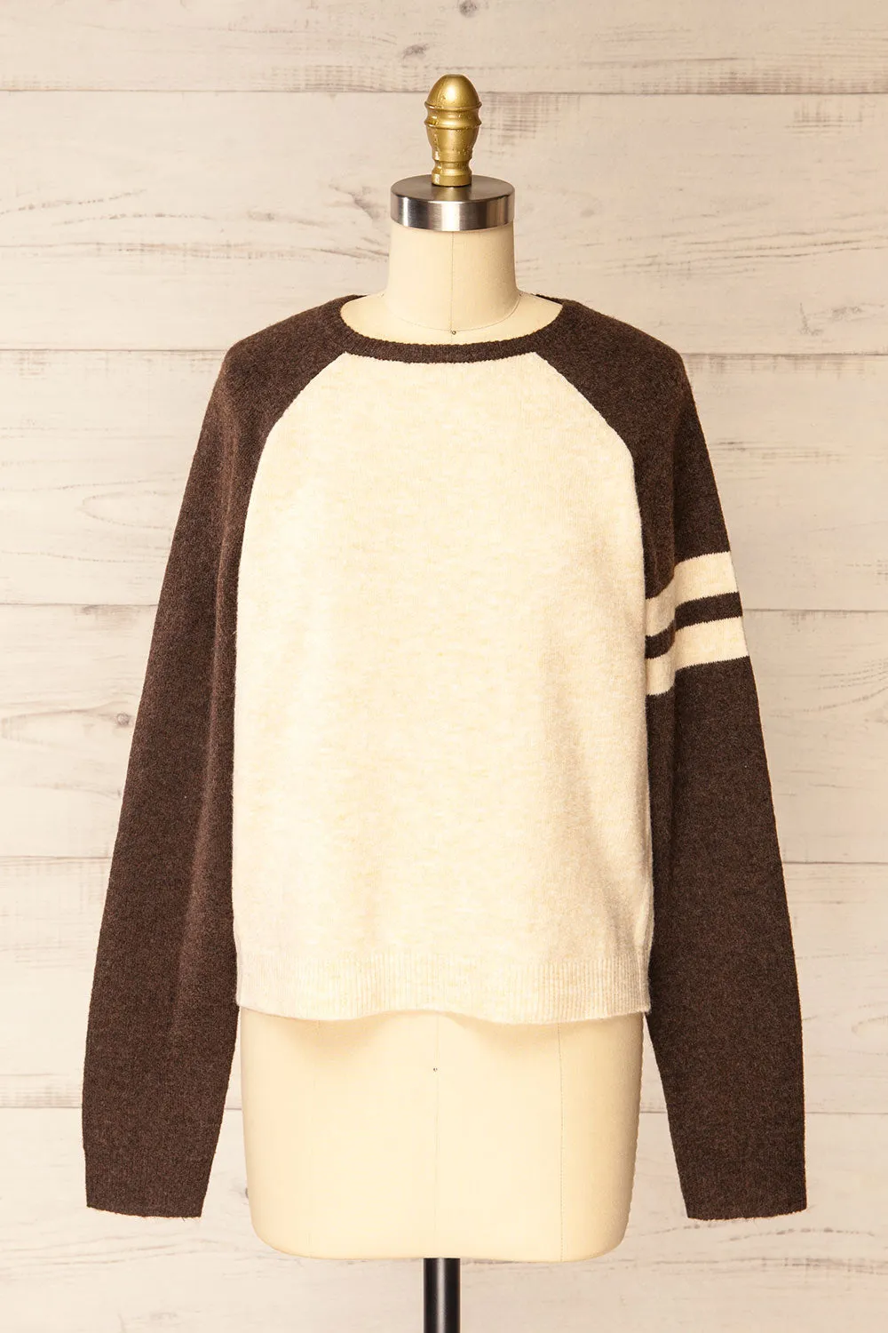 Callista | Fuzzy Brown & Beige Sweater