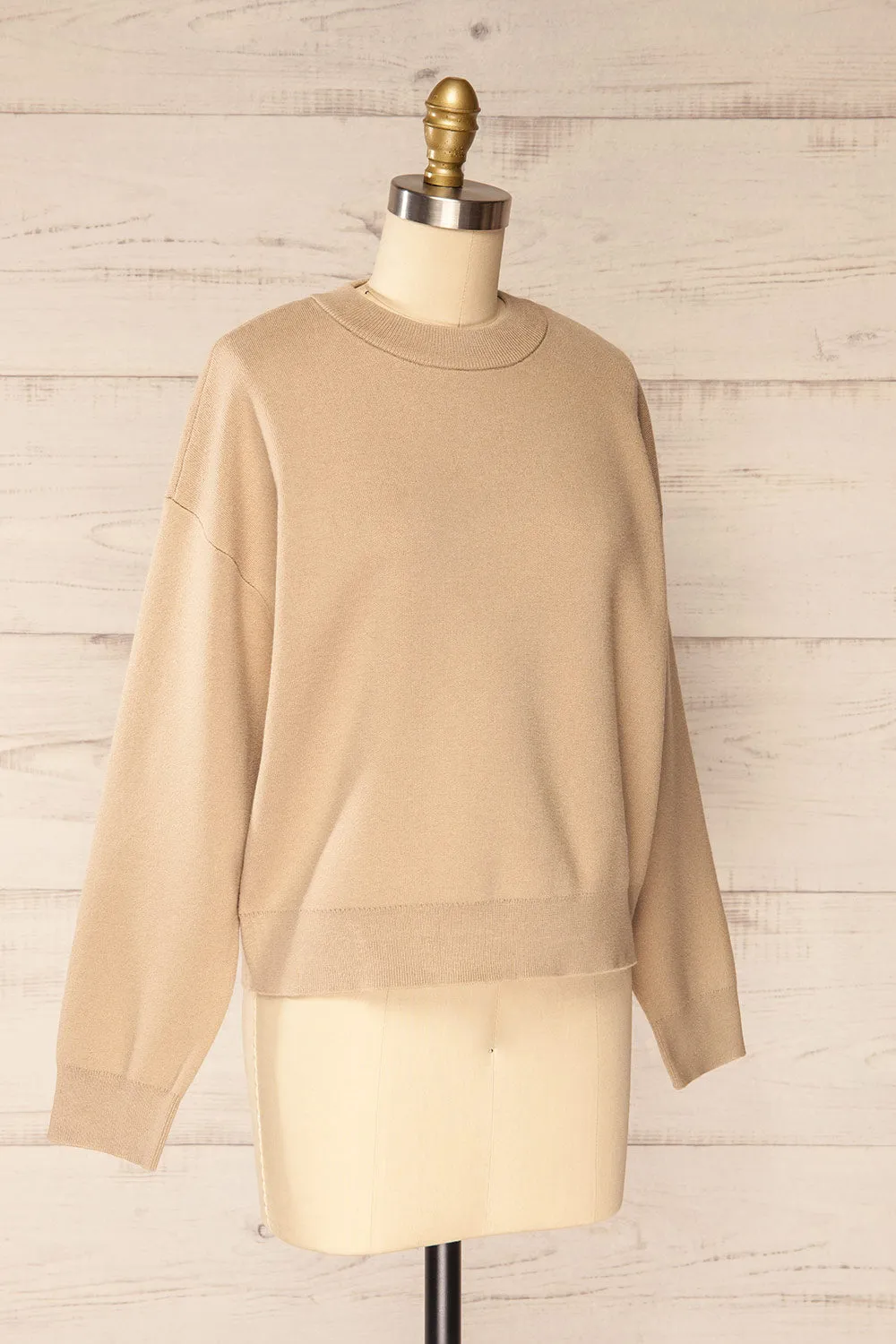 Calye Taupe | Oversized Short Sweater