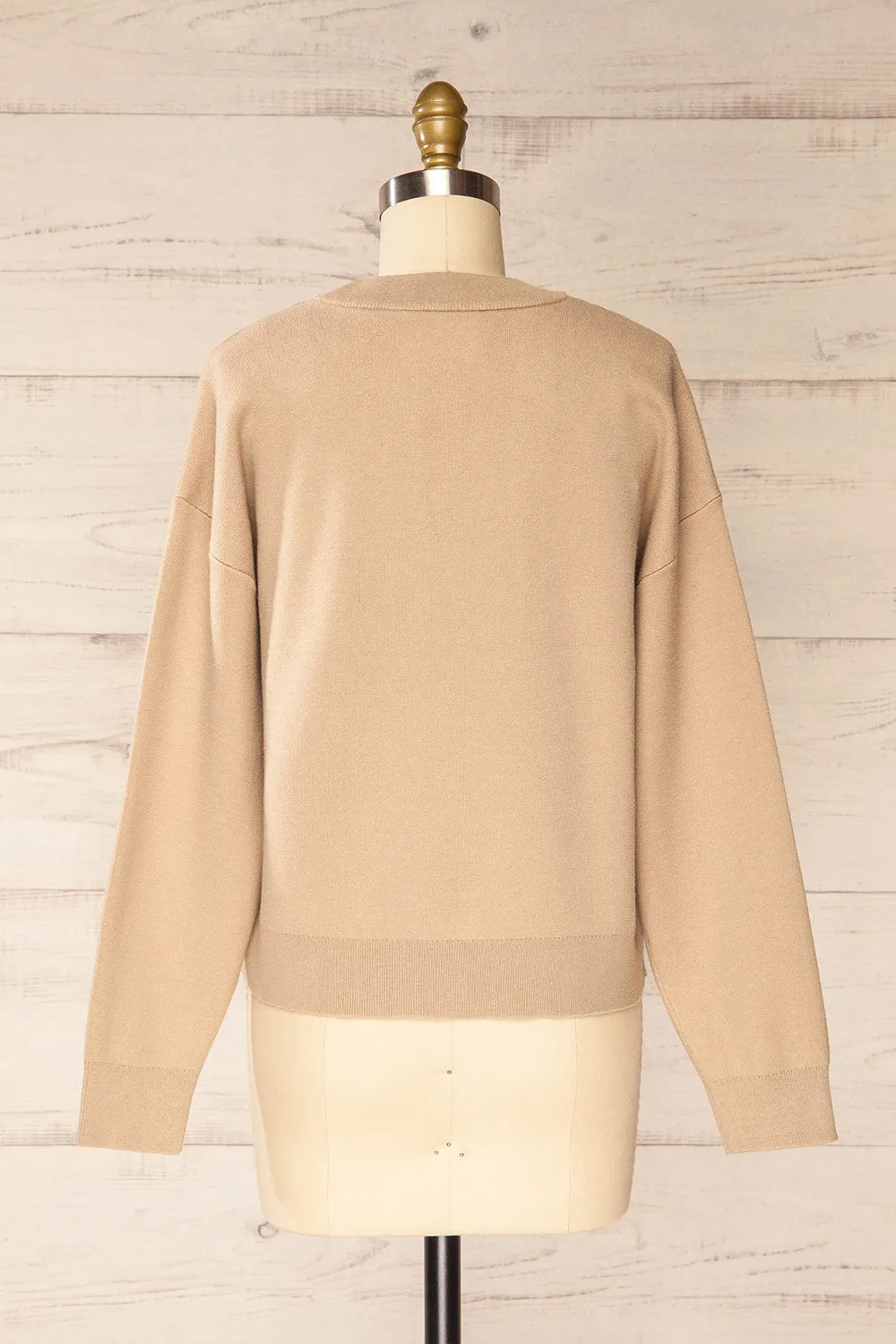 Calye Taupe | Oversized Short Sweater