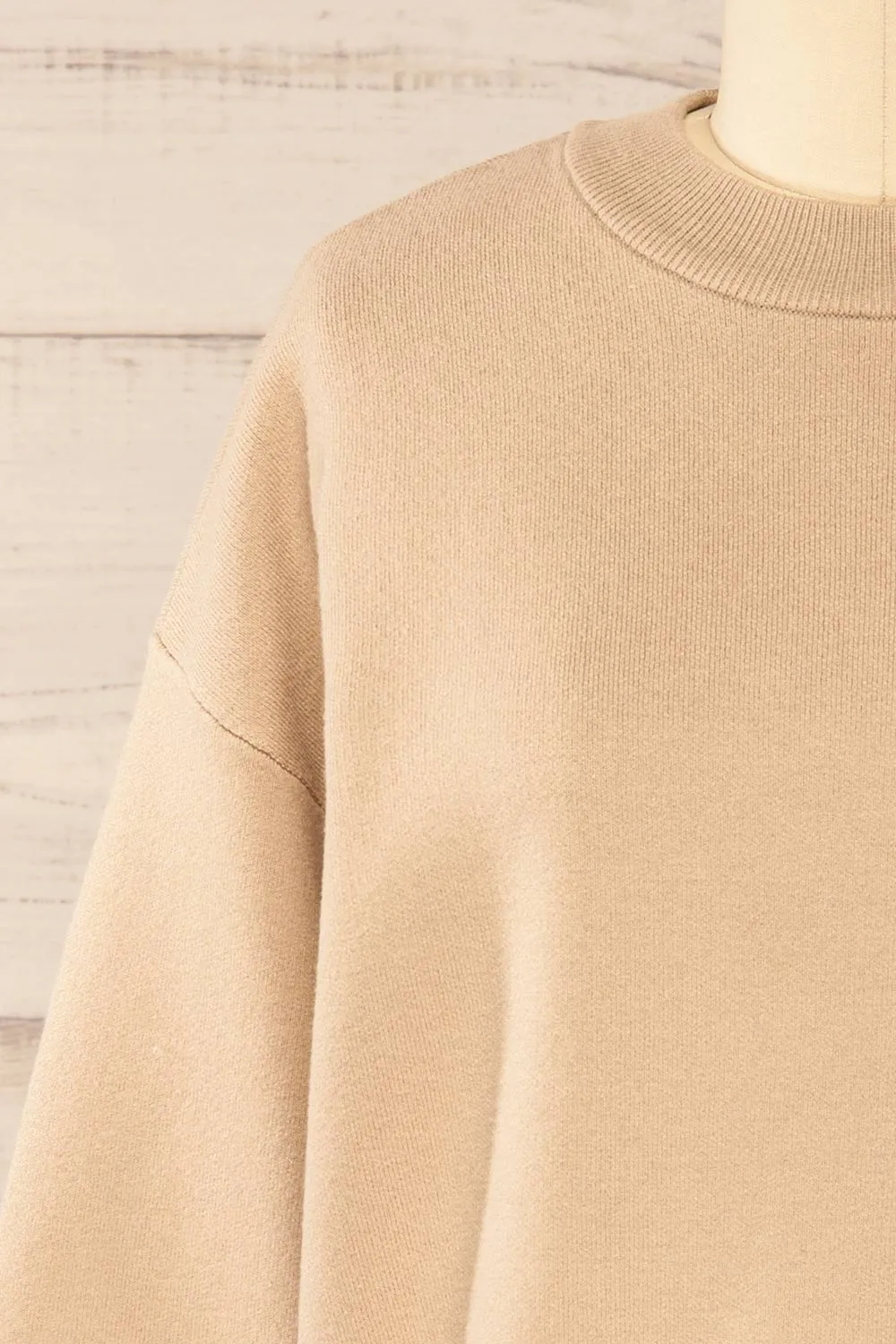 Calye Taupe | Oversized Short Sweater