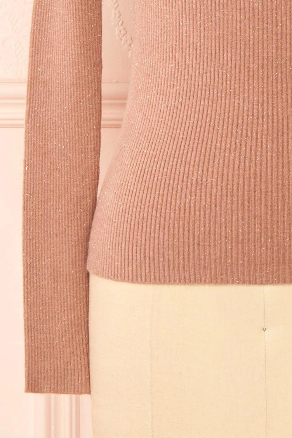 Candra | Mauve Ribbed Top w/ Lace Collar