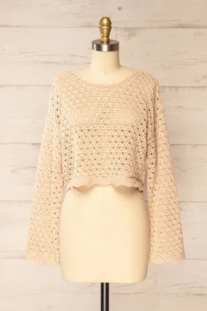 Canterbury | Beige Crochet Cropped Top