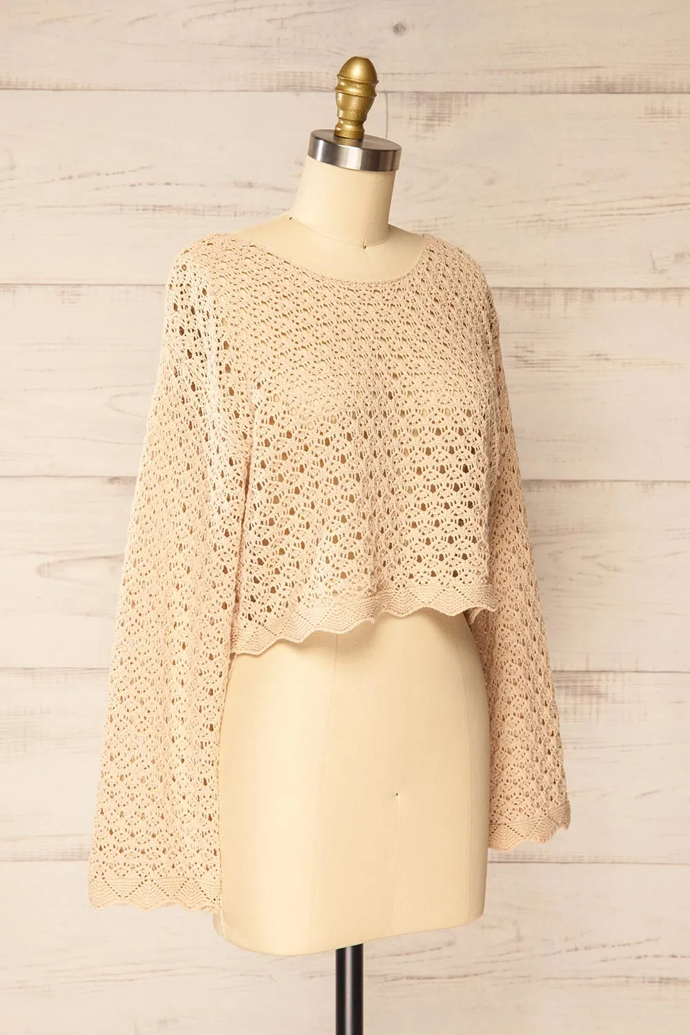 Canterbury | Beige Crochet Cropped Top