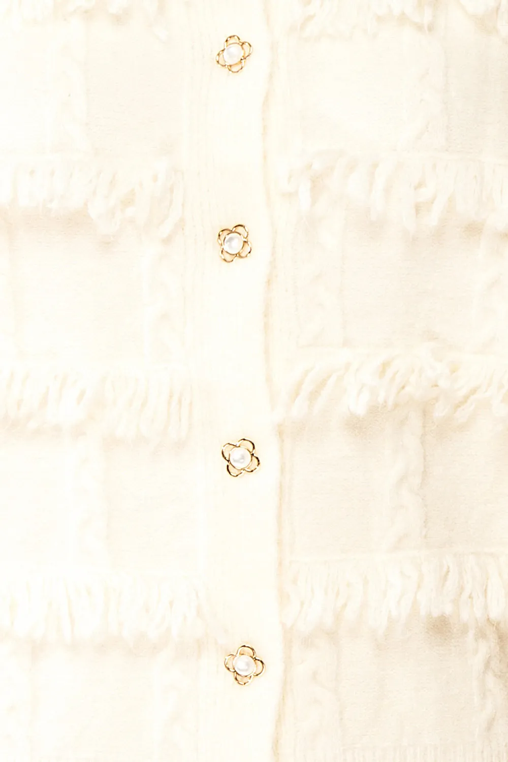 Caradine Ivory | Knit Cardigan with Fringe