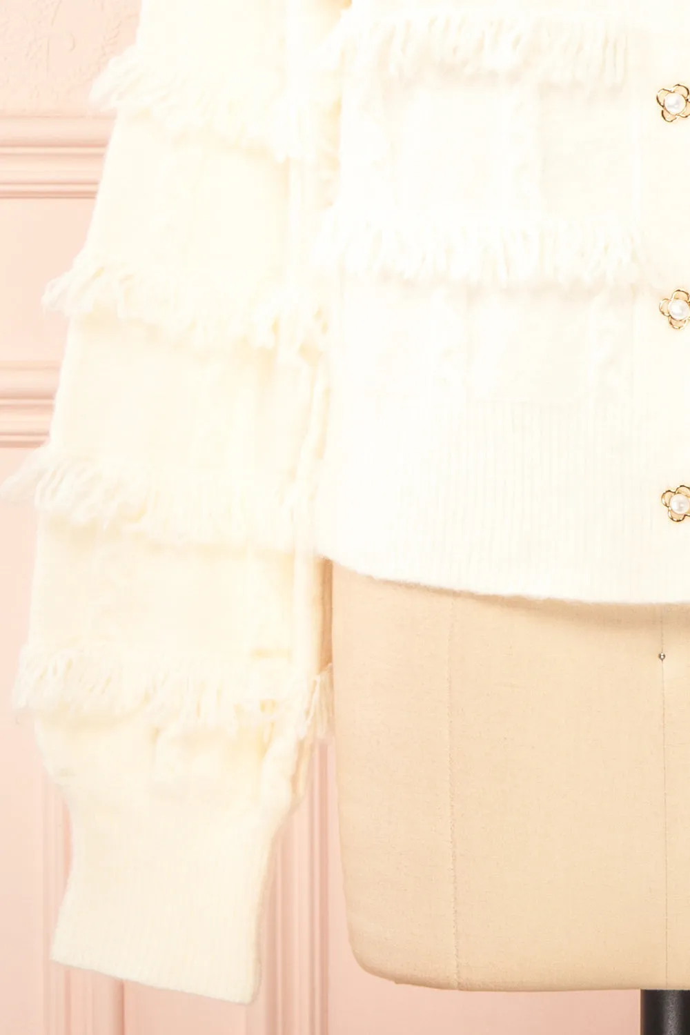 Caradine Ivory | Knit Cardigan with Fringe
