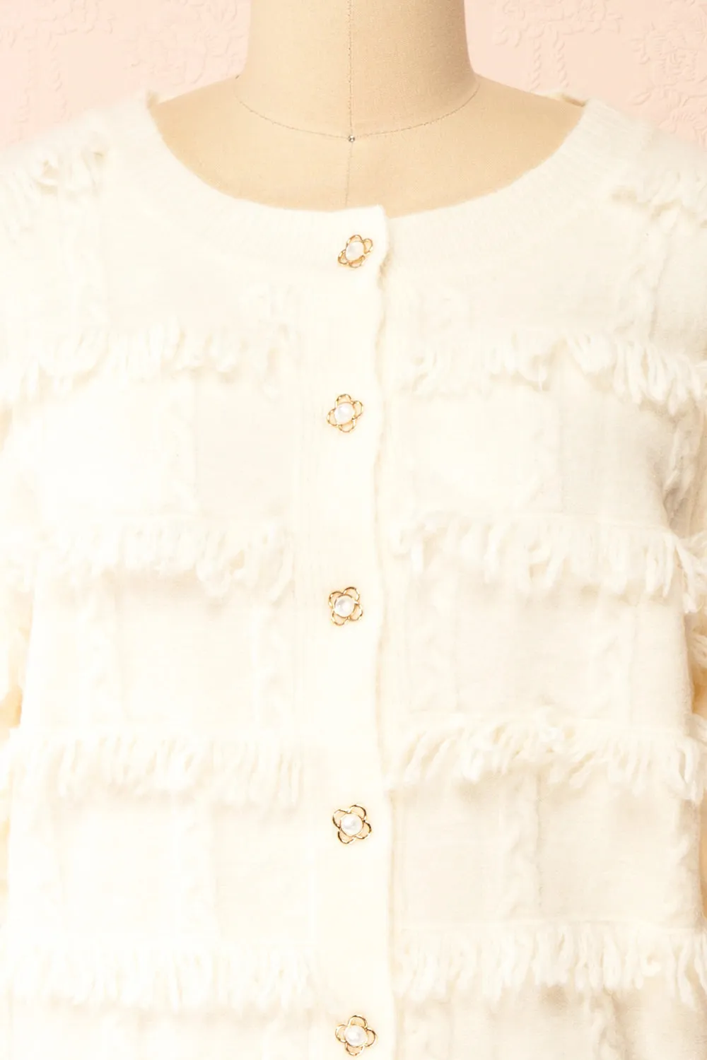 Caradine Ivory | Knit Cardigan with Fringe