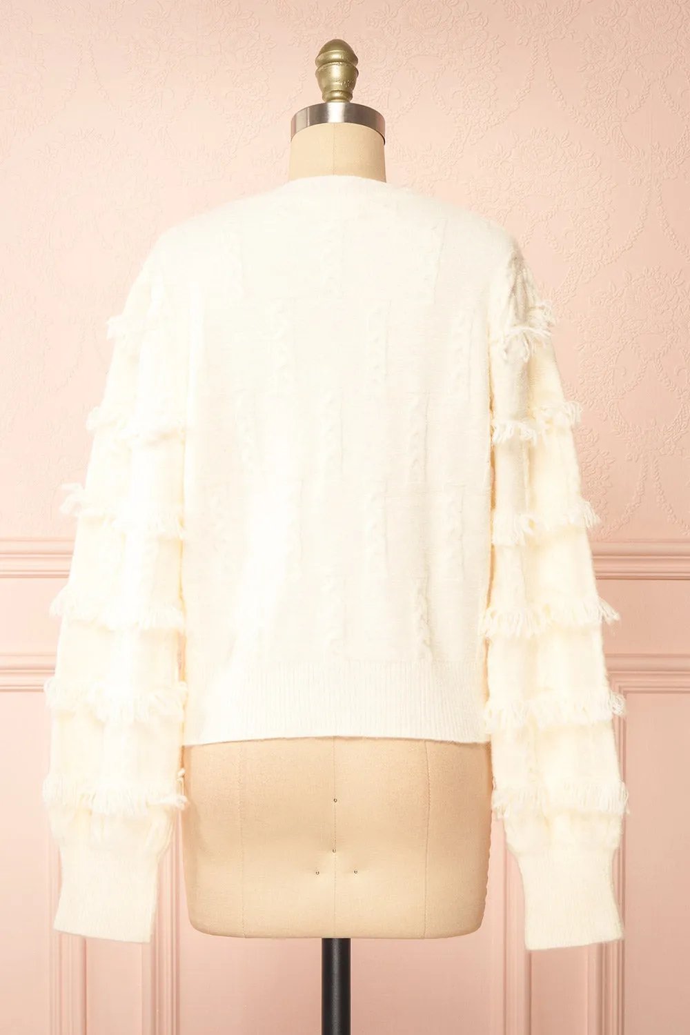 Caradine Ivory | Knit Cardigan with Fringe