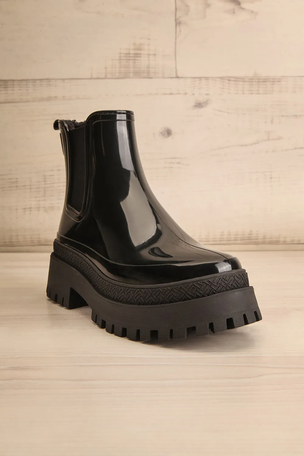 Carter Black | Faux-Fur Lined Platform Rain Boots